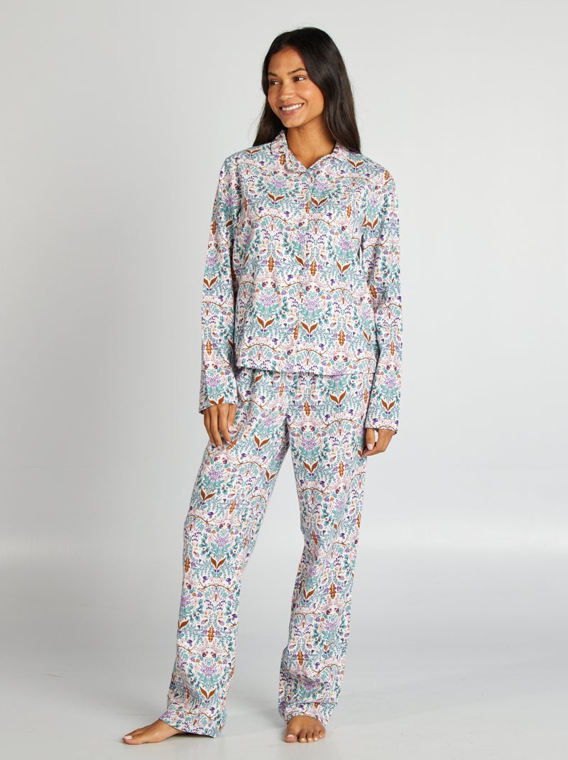 Conjunto de pijama de flanela estampado BRANCO - Kiabi