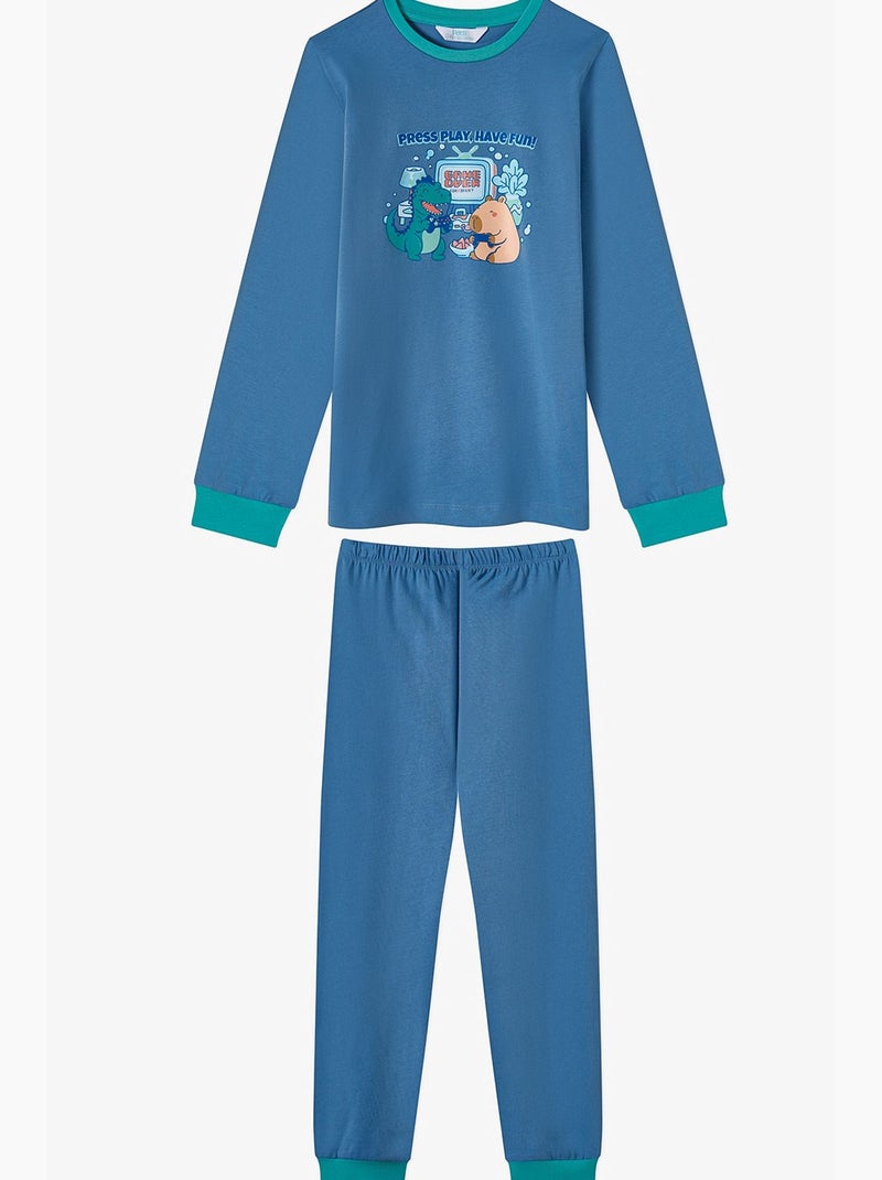 Conjunto de pijama de manga comprida capy&dino together para menino penti Azul Laranja - Kiabi
