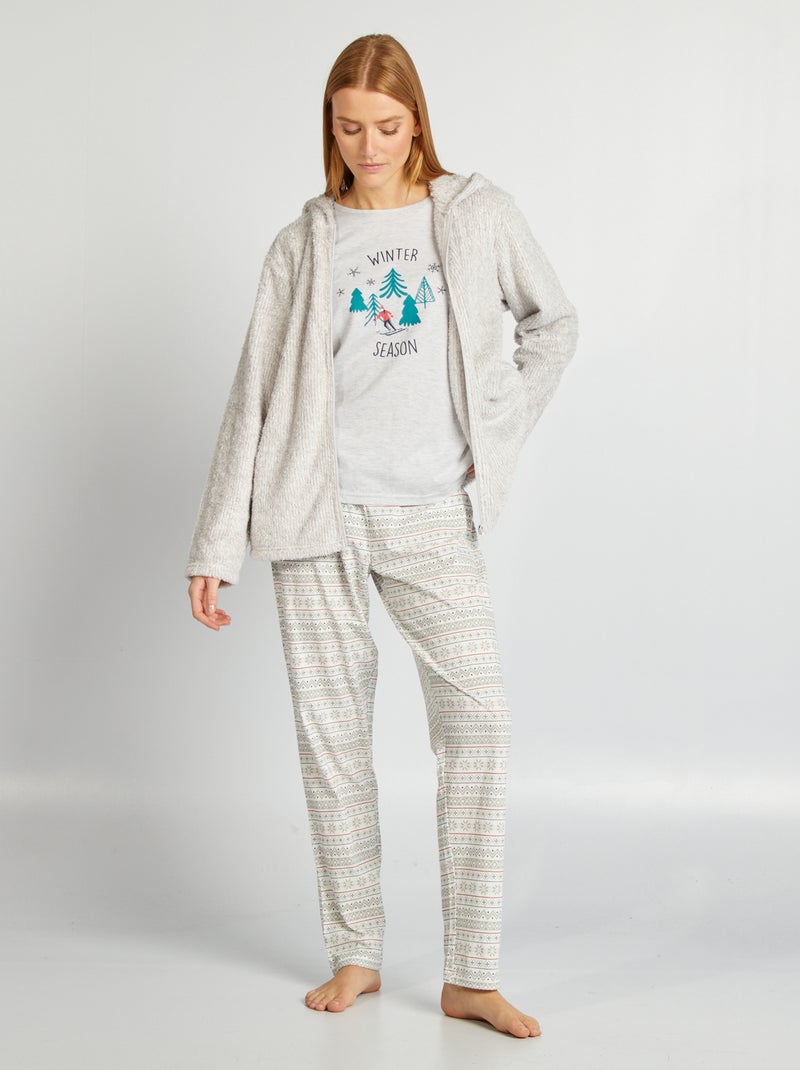 Conjunto de pijama de Natal  - 3 peças CINZA - Kiabi