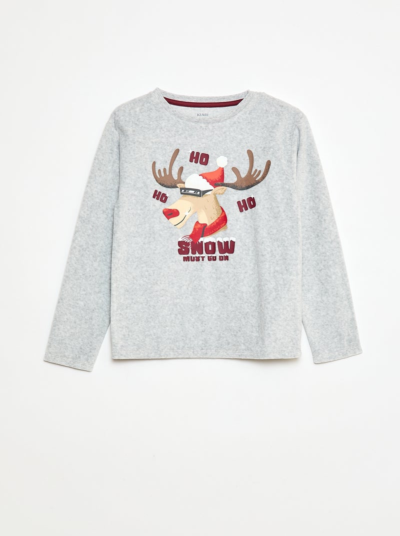 Conjunto de pijama de Natal com gorro Cinza - Kiabi
