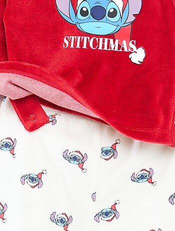 Conjunto de pijama de Natal estampado 'Disney' 'Stitch' em algodão