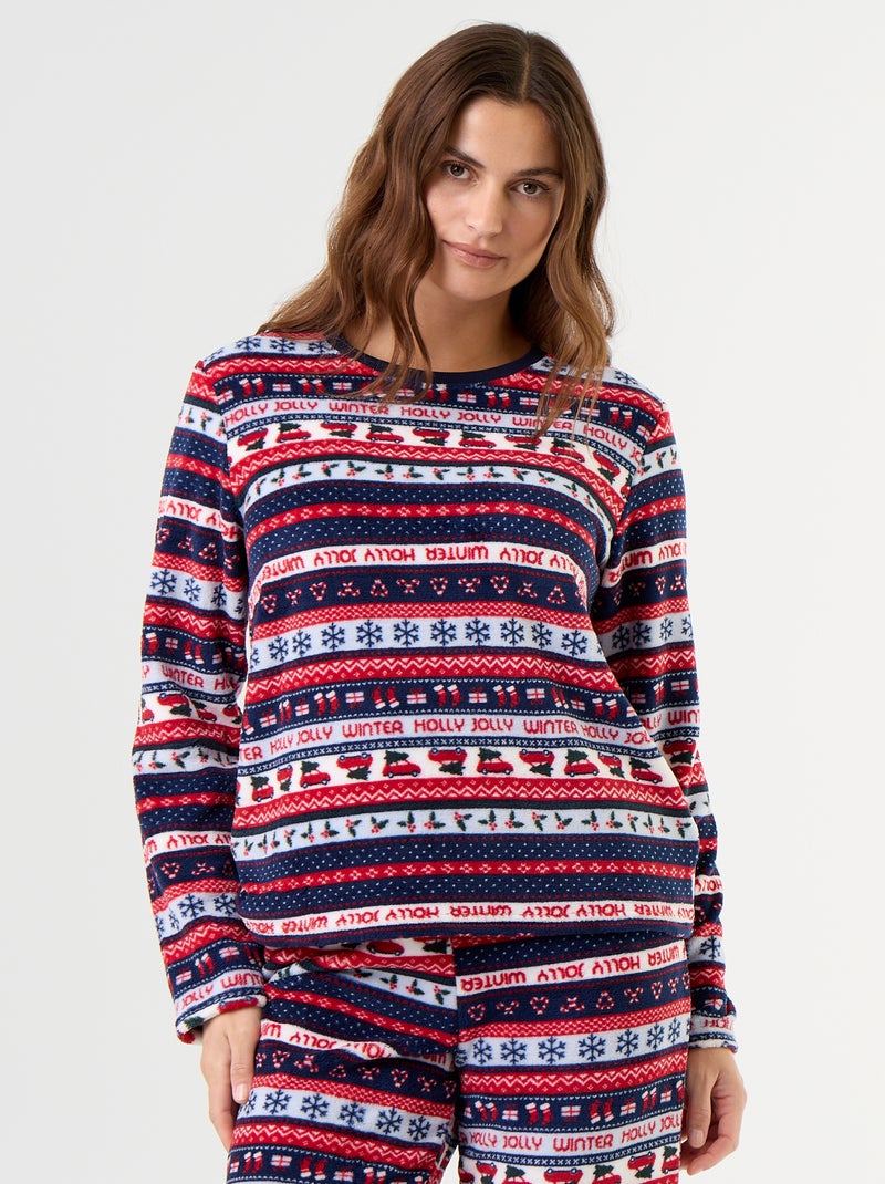Conjunto de pijama de polar - 2 peças Azul - Kiabi