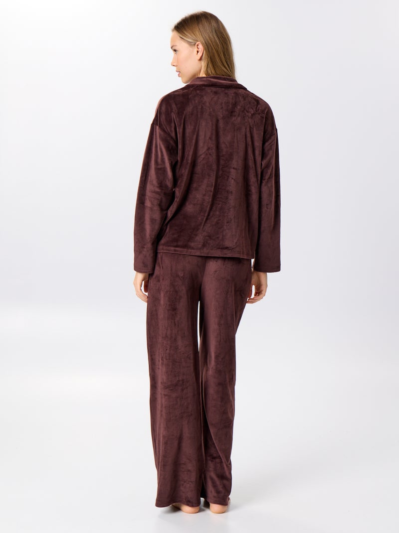 Conjunto de pijama de veludo - 2 peças Castanho - Kiabi