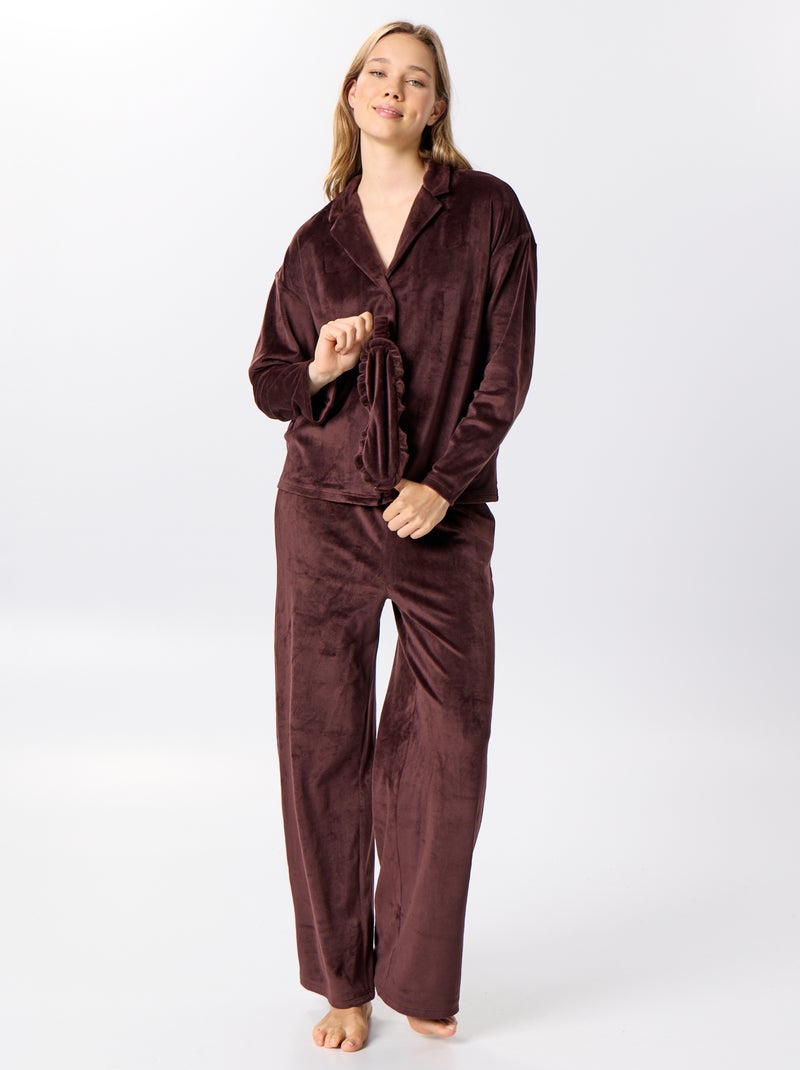 Conjunto de pijama de veludo - 2 peças Castanho - Kiabi