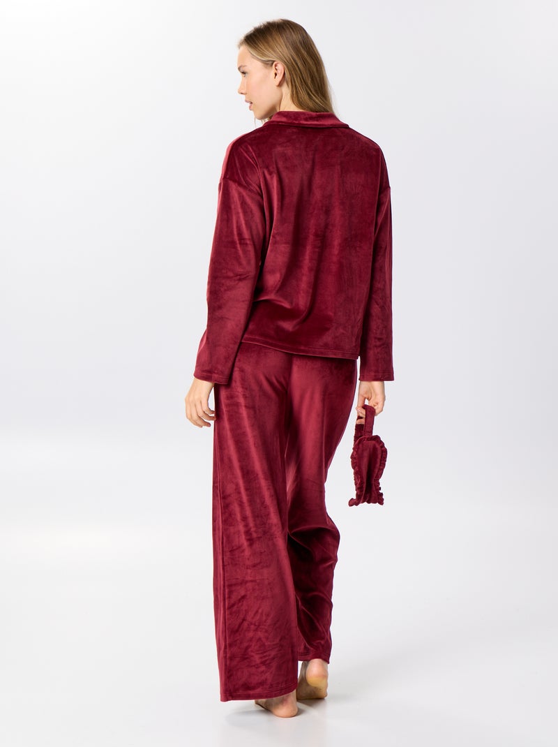 Conjunto de pijama de veludo - 2 peças Vermelho - Kiabi