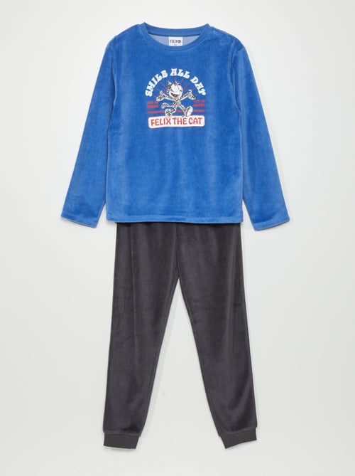 Conjunto de pijama de veludo 'Felix the cat'  - 2 peças - Kiabi