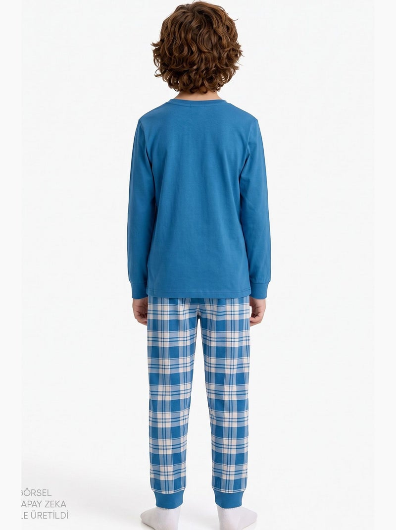 Conjunto de pijama dragon club de manga comprida penti Azul-bege - Kiabi