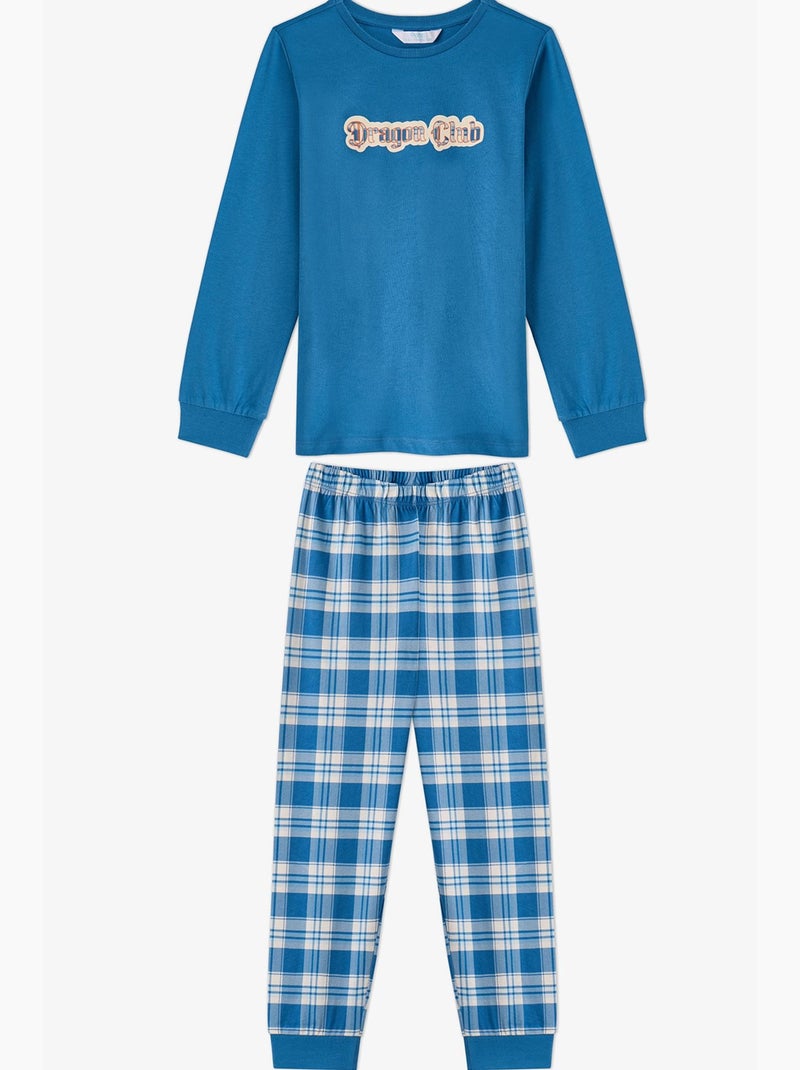 Conjunto de pijama dragon club de manga comprida penti Azul-bege - Kiabi