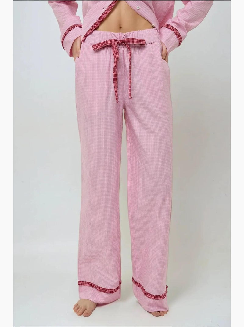 Conjunto de pijama em algodão aos quadrados com colarinho de camisa hiccup Rosa - Kiabi