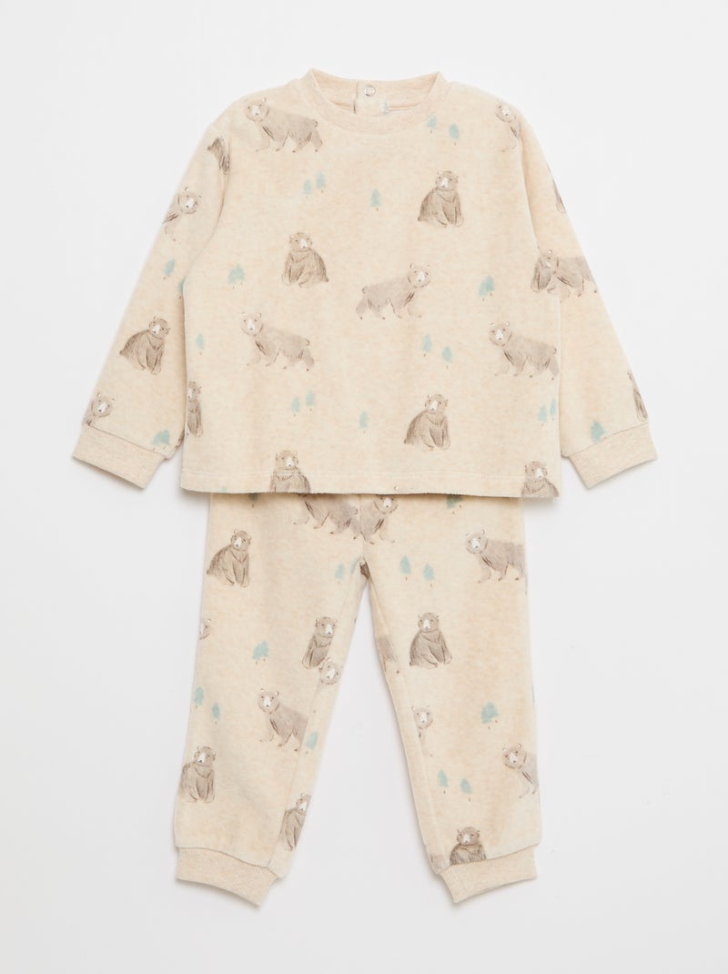 Conjunto de pijama em algodão Bege - Kiabi