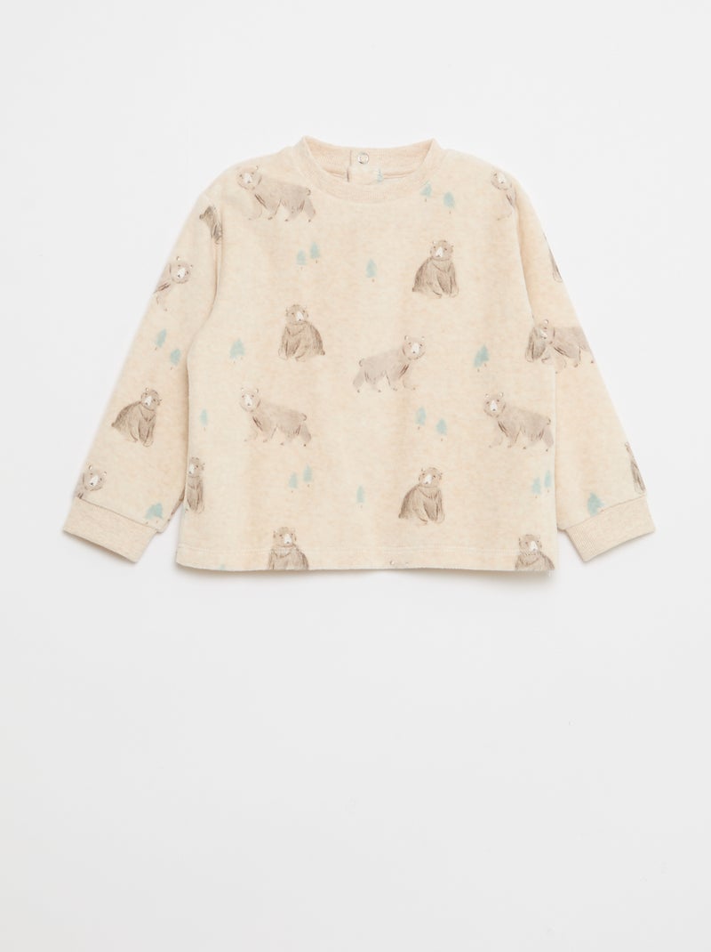 Conjunto de pijama em algodão Bege - Kiabi