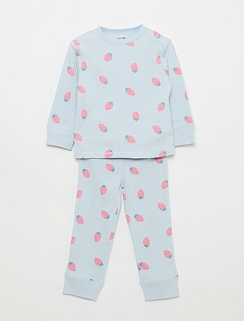 Conjunto de pijama em algodão canelado - 2 peças