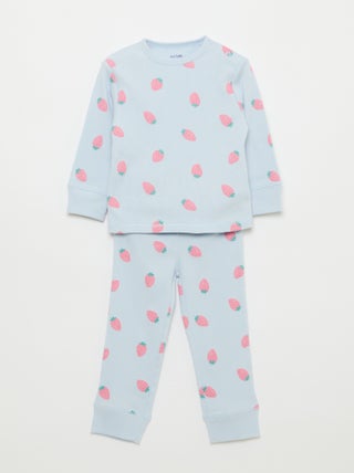 Conjunto de pijama em algodão canelado - 2 peças