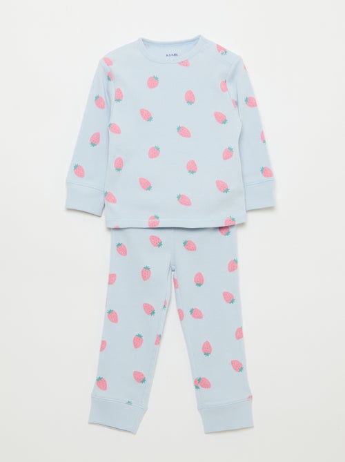Conjunto de pijama em algodão canelado - 2 peças - Kiabi