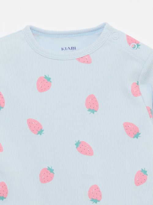 Conjunto de pijama em algodão canelado - 2 peças - Kiabi