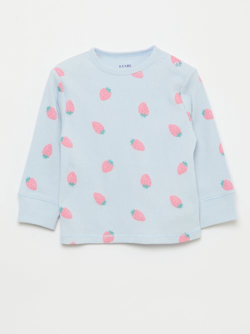 Conjunto de pijama em algodão canelado - 2 peças - Kiabi