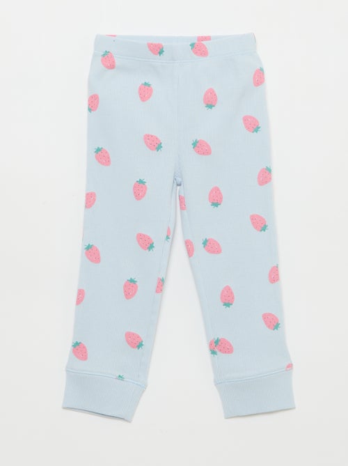 Conjunto de pijama em algodão canelado - 2 peças - Kiabi