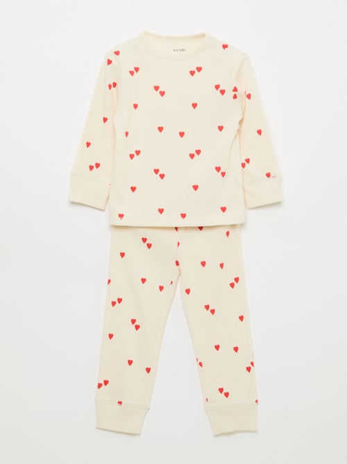 Conjunto de pijama em algodão canelado - 2 peças - Kiabi