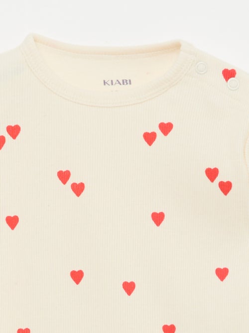 Conjunto de pijama em algodão canelado - 2 peças - Kiabi