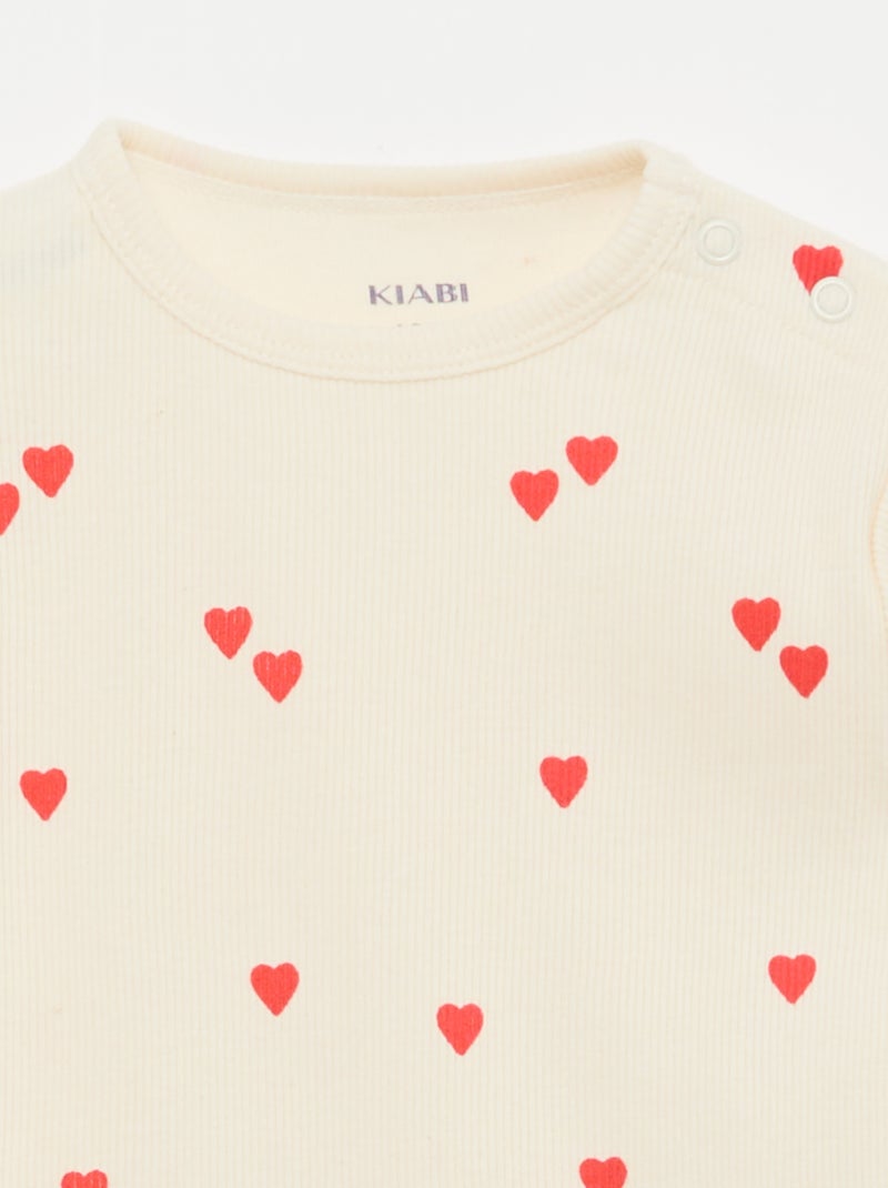 Conjunto de pijama em algodão canelado - 2 peças Branco - Kiabi
