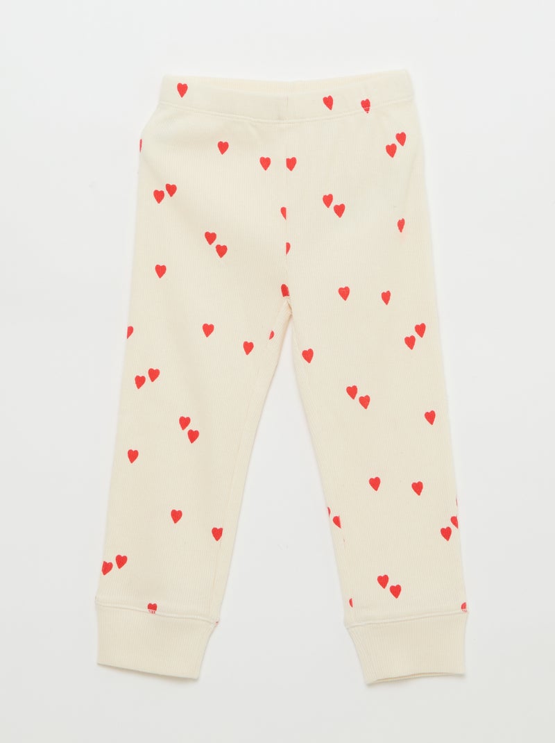 Conjunto de pijama em algodão canelado - 2 peças Branco - Kiabi