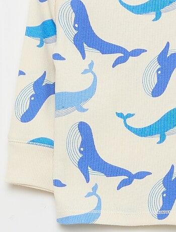 Conjunto de pijama em algodão canelado - 2 peças