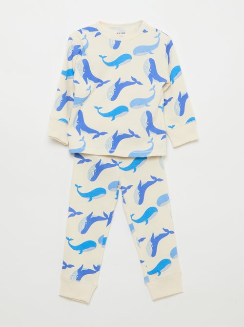 Conjunto de pijama em algodão canelado - 2 peças - Kiabi