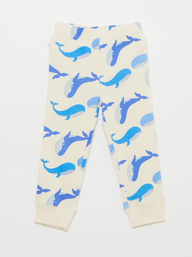 Conjunto de pijama em algodão canelado - 2 peças Branco - Kiabi