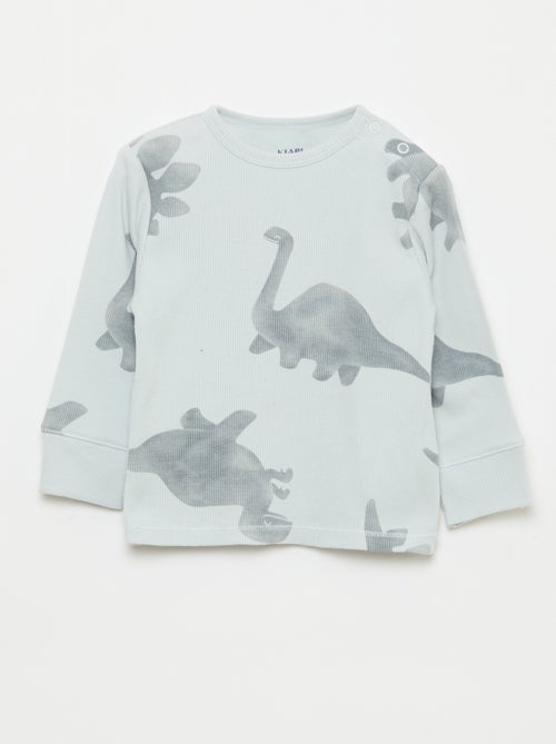 Conjunto de pijama em algodão canelado - 2 peças - Kiabi