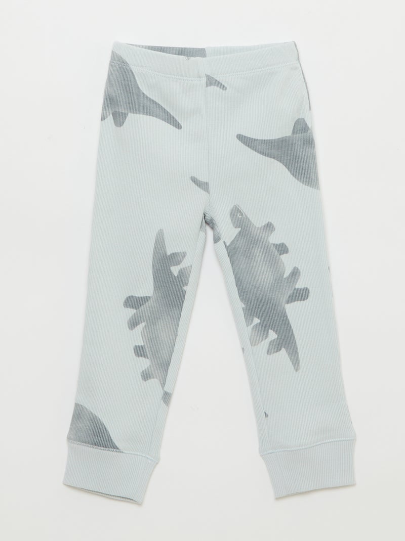 Conjunto de pijama em algodão canelado - 2 peças Cinza - Kiabi