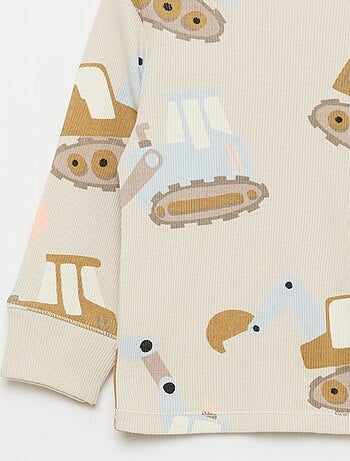 Conjunto de pijama em algodão canelado - 2 peças