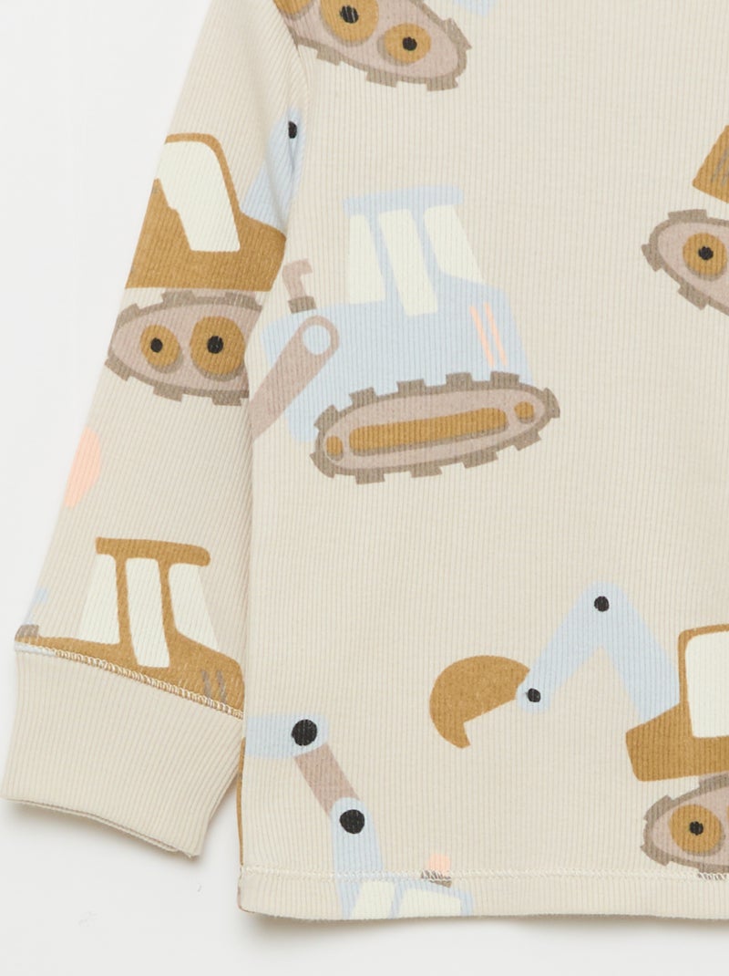 Conjunto de pijama em algodão canelado - 2 peças Cinza - Kiabi