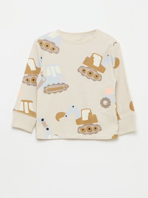 Conjunto de pijama em algodão canelado - 2 peças - Kiabi