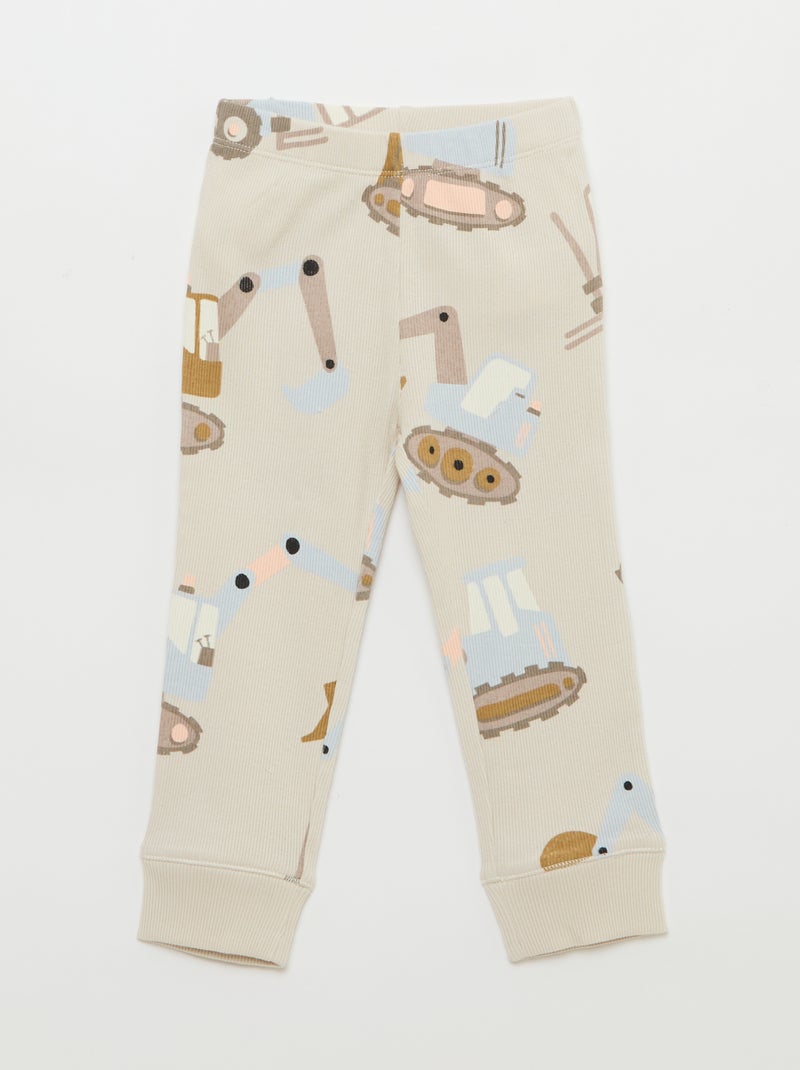 Conjunto de pijama em algodão canelado - 2 peças Cinza - Kiabi