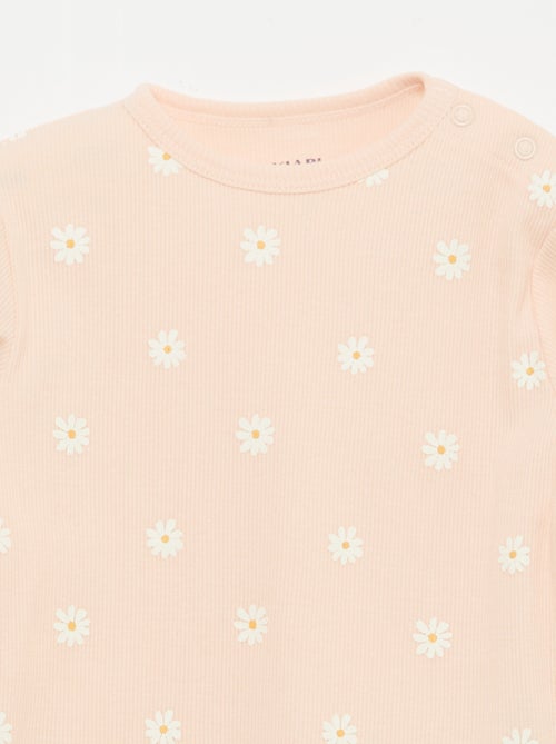Conjunto de pijama em algodão canelado - 2 peças - Kiabi