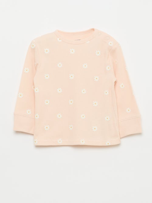 Conjunto de pijama em algodão canelado - 2 peças - Kiabi