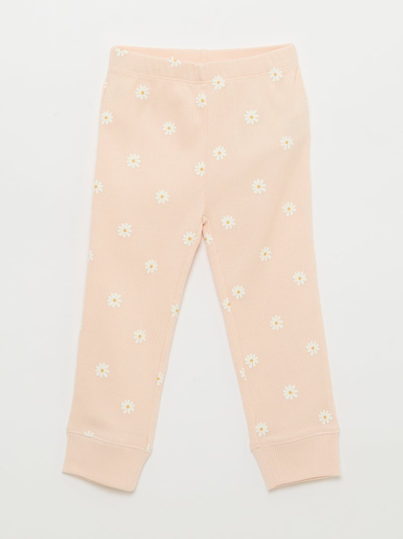 Conjunto de pijama em algodão canelado - 2 peças Rosa - Kiabi