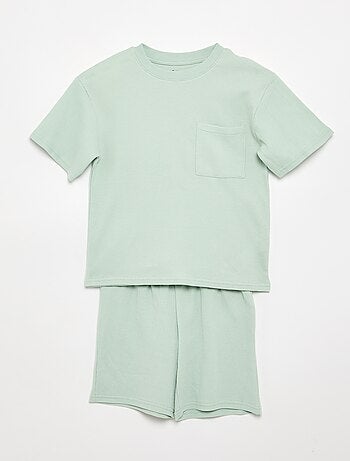 Conjunto de pijama em algodão liso