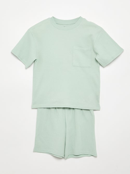 Conjunto de pijama em algodão liso - Kiabi
