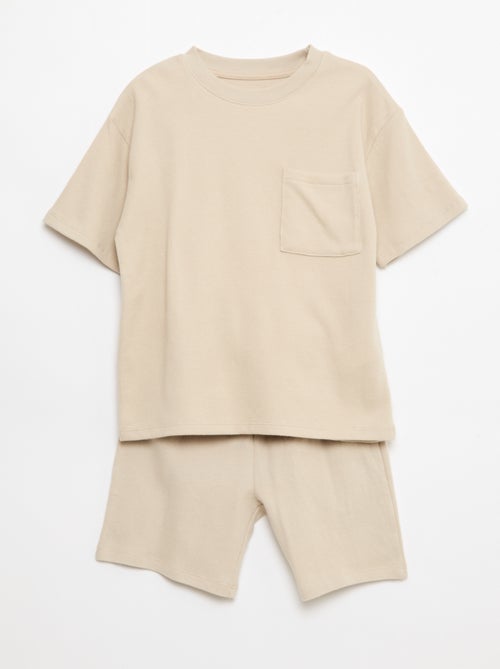 Conjunto de pijama em algodão liso - Kiabi