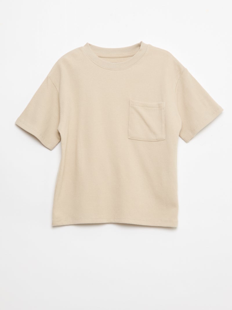 Conjunto de pijama em algodão liso Bege - Kiabi