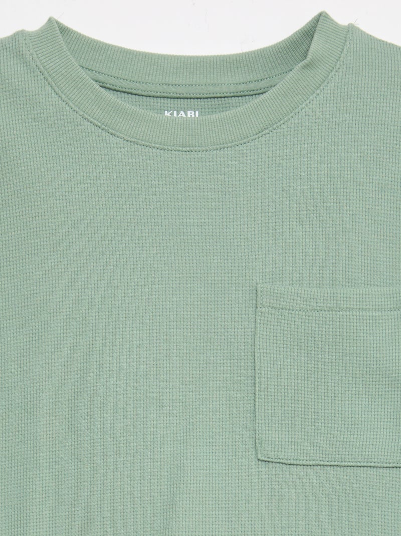 Conjunto de pijama em algodão liso Verde - Kiabi