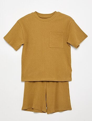 Conjunto de pijama em algodão liso