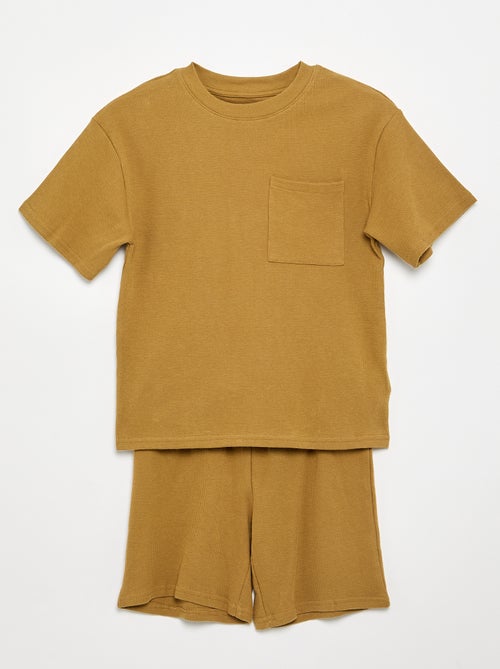 Conjunto de pijama em algodão liso - Kiabi