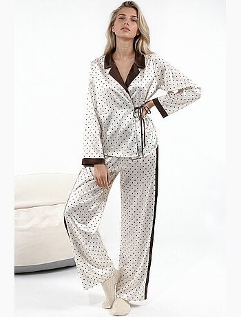 Conjunto de pijama em cetim tecido com bolinhas hiccup