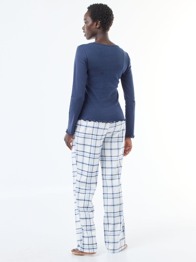 Conjunto de pijama em flanela de algodão Branco - Kiabi