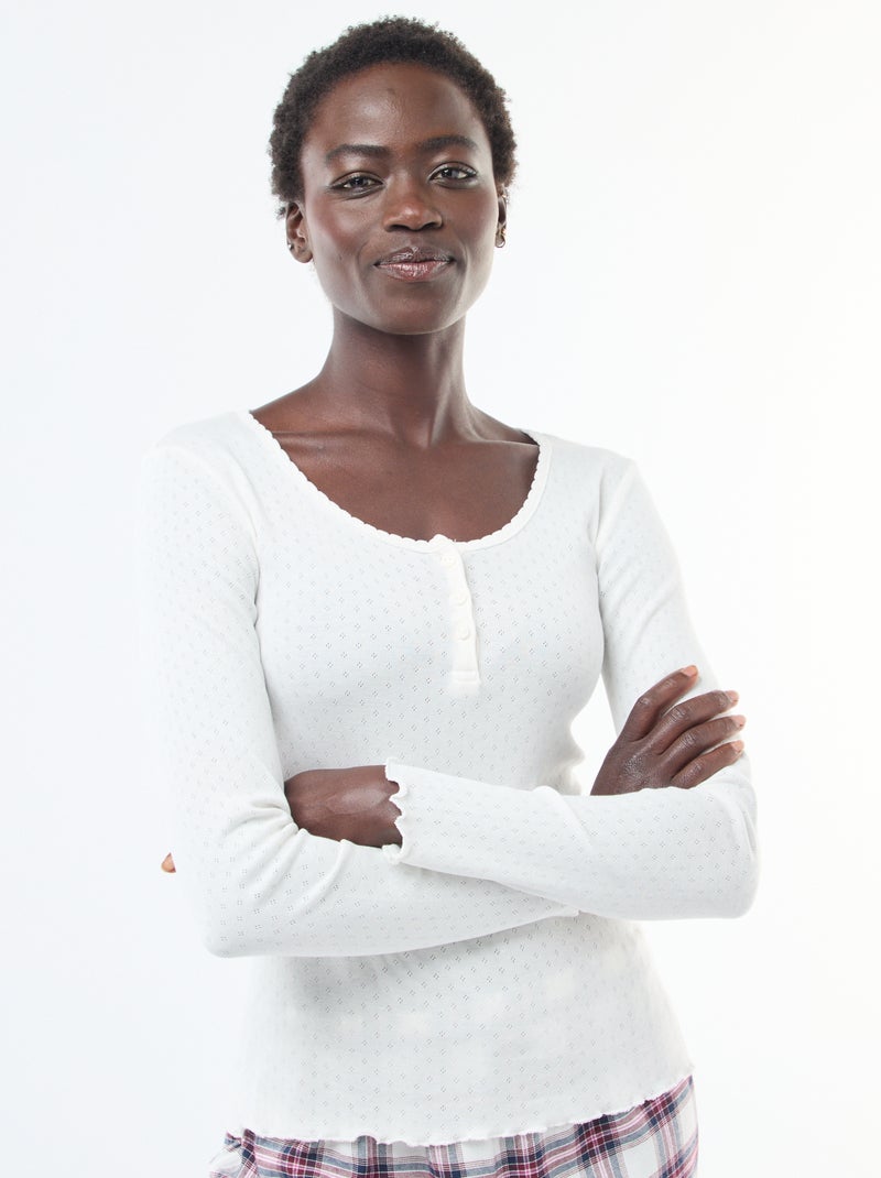 Conjunto de pijama em flanela de algodão Branco - Kiabi