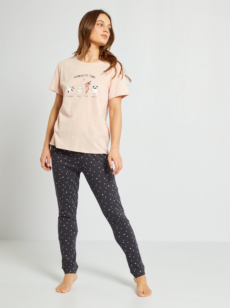 Conjunto de pijama em jersey - 2 peças ROSA - Kiabi