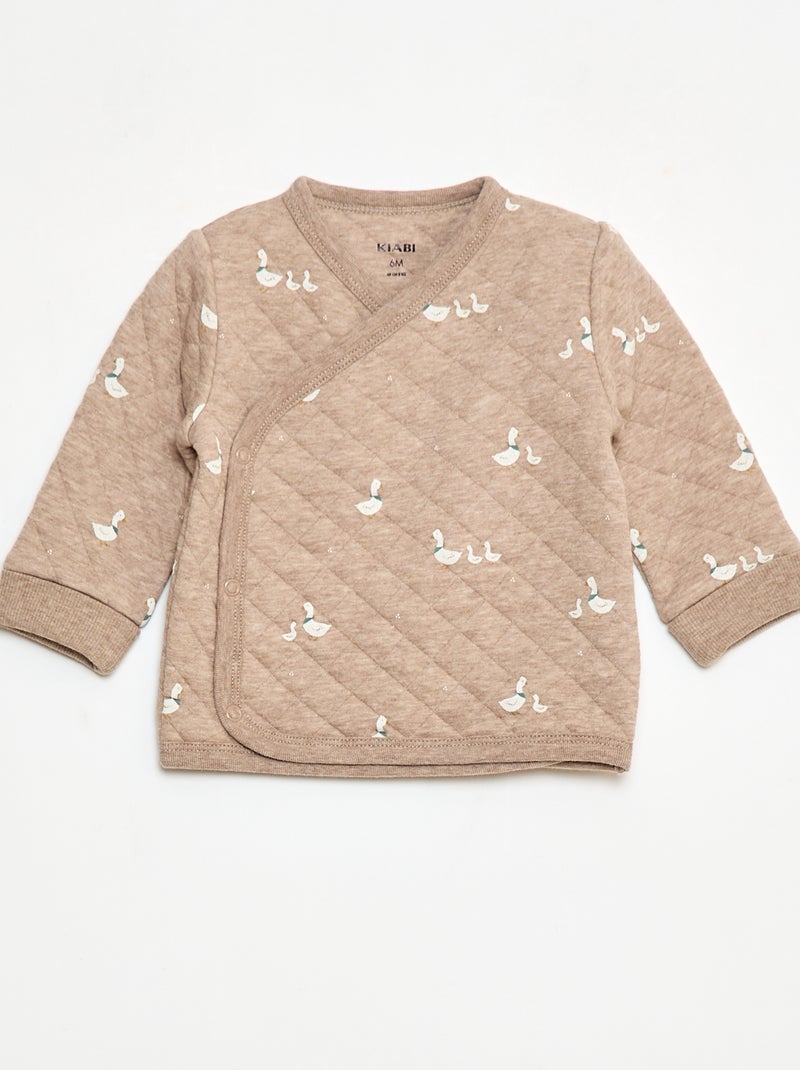 Conjunto de pijama em jersey de algodão Bege - Kiabi