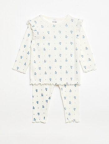 Conjunto de pijama em malha com furinhos - 2 peças